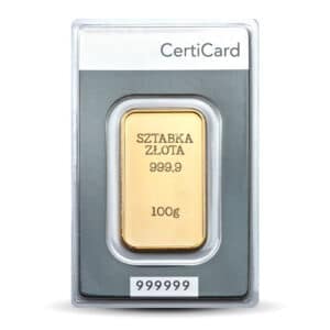 Sztabka 100g Złota w CertiCard